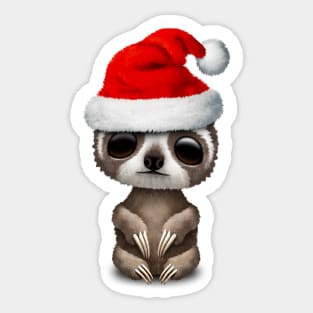 Christmas Sloth Wearing a Santa Hat Sticker